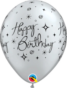Uninflated - Balloon Single Happy Birthday Silver