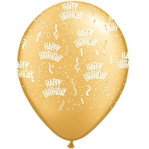 Uninflated - Balloon Single Happy Birthday Gold
