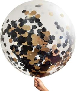 Confetti: Uninflated - Large Single Confetti Balloon 90cm - Rose/black
