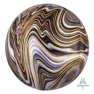Orbz: Balloon Orbz 16" Black Gold Marble