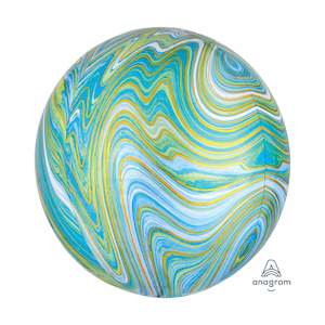 Balloon Orbz 16" Blue Green Marble