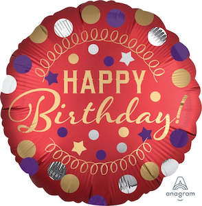 Happy Birthday: Foil Balloon 18" Happy Birthday - Red Satin Birthday Party