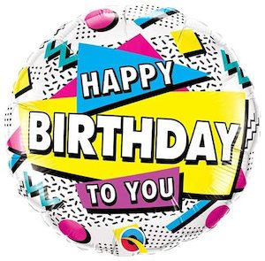 Happy Birthday: Balloons Foil 18" Happy Birthday 90'S Retro