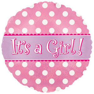 Foil Balloon It's a Girl Polka Dots