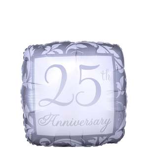 Other Messages: Foil Balloon Silver 25th Anniversary