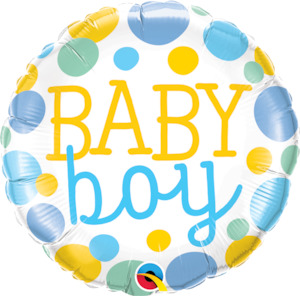 Other Messages: 18" Foil Balloon Baby Boy Dots