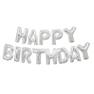 Foil Balloon "HAPPY BIRTHDAY" Banner Silver *Air fill only*