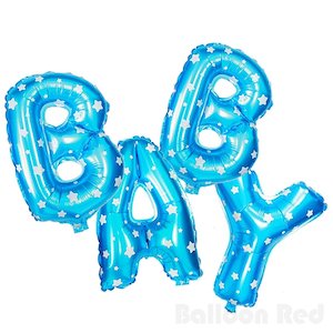 Foil Balloon Banner Blue "BABY" with Stars *air fill only