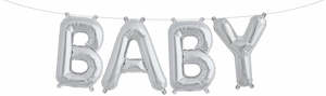 Foil Balloon Banner Silver "BABY" *air fill only