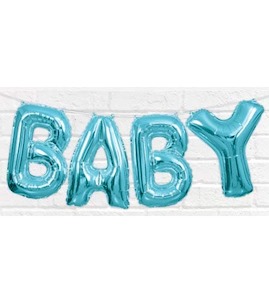 Foil Balloon Banner - Blue "BABY" *air fill only
