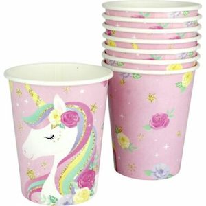 Plastic Paper Cups: Unicorn Cups 8pk 250ml