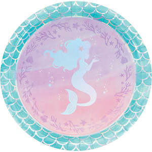 Disposable Plates: Mermaid Shine Iridescent Lunch Plates 8pk