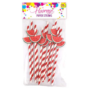 Cocktail Accessories: Watermelon Paper Straws 20pk