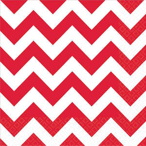Lunch Napkins 15pk - Chevron Red