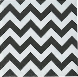 Lunch Napkins 15pk - Chevron Black