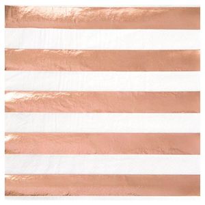 Napkins: Lunch Napkins 16pk - Rose gold Stripe