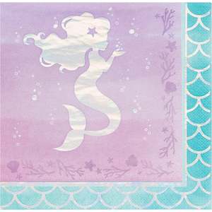 Napkins: Mermaid Shine Iridescent Lunch Napkins 16pk