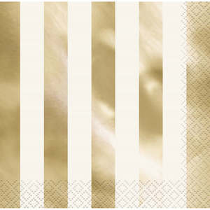 Lunch Napkins 16pk - Gold Stripe