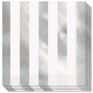 Napkins: Lunch Napkins 16pk - Silver Stripe