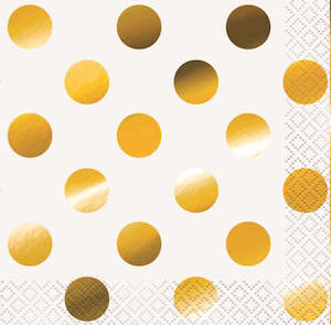 Napkins: Beverage Napkins 16pk - Gold Dots