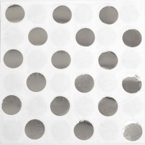 Beverage Napkins 16pk - Silver Dots