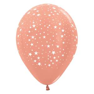 6 12 Balloon Packs: Rose Gold Star Balloons - 12pk