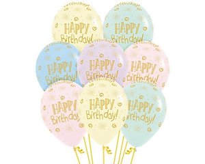 Pastel Happy Birthday Balloons - 12pk