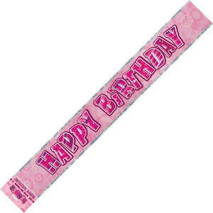 Banners: Banner Happy Birthday - Pink & Silver