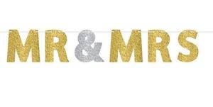 Mr & Mrs Glitter Letter Banner