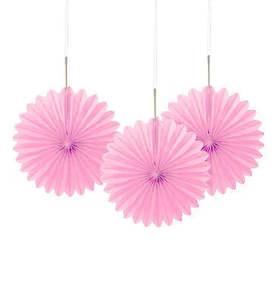 Tissue Paper Fans Light Pink - 3 mini fans