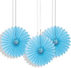 Fans: Tissue Paper Fans Pale Blue - 3 mini fans