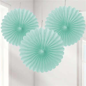 Tissue Paper Fans Mint - 3 mini fans