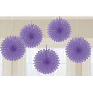 Fans: Tissue Paper Fans Purple 5pk