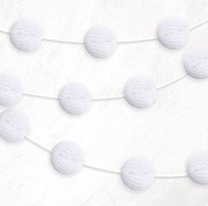 Puff Balls Honeycomb: White Honeycomb Garland - 2 mtrs