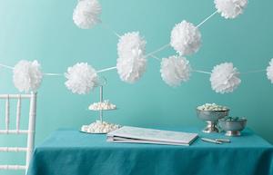 Tissue Pom-Pom Garland White - 3 mtrs