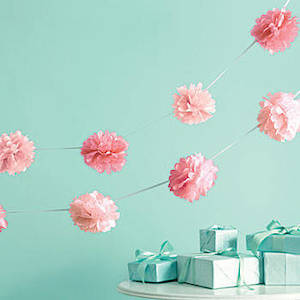 Tissue Pom-Pom Garland Pink - 3 mtrs