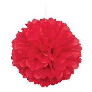 Puff Balls Honeycomb: Tissue Paper Pom Pom 30cm - Red