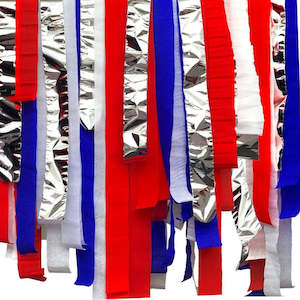 Streamers: Crepe Streamers Red, Silver & Blue