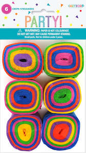 Crepe Streamers Rainbow 6pk