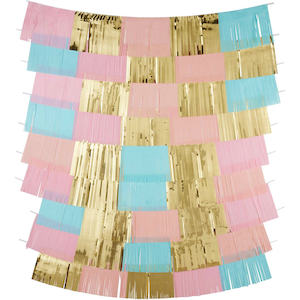Pink, Blue & Gold Fringe Backdrop