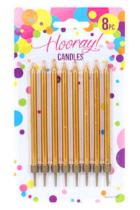 Candles Gold With Holder 8PK