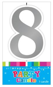 Candles: Candle Number 8 Silver