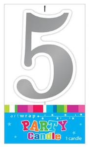 Candles: Candle Number 5 Silver