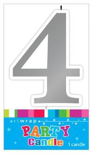 Candle Number 4 Silver