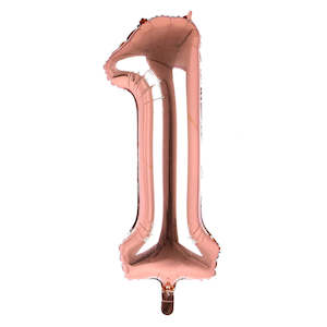 1st Birthday: Foil Balloon Number Rose Gold "1"