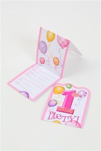 1st Birthday Invitations Pink