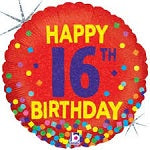 Foil Balloon 18"Happy 16th Birthday Red
