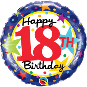 Foil Balloon 18"Happy 18th Birthday Stars