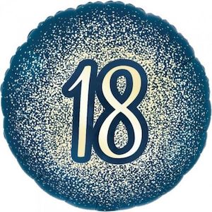 Foil Balloon 18" 18th Navy & Gold Glitter