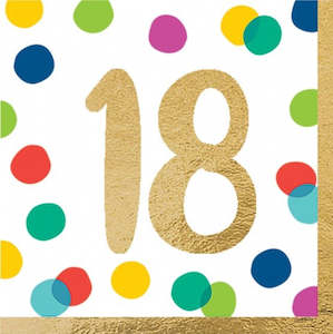 18th Birthday: Happy Dots Lunch Napkins 18th